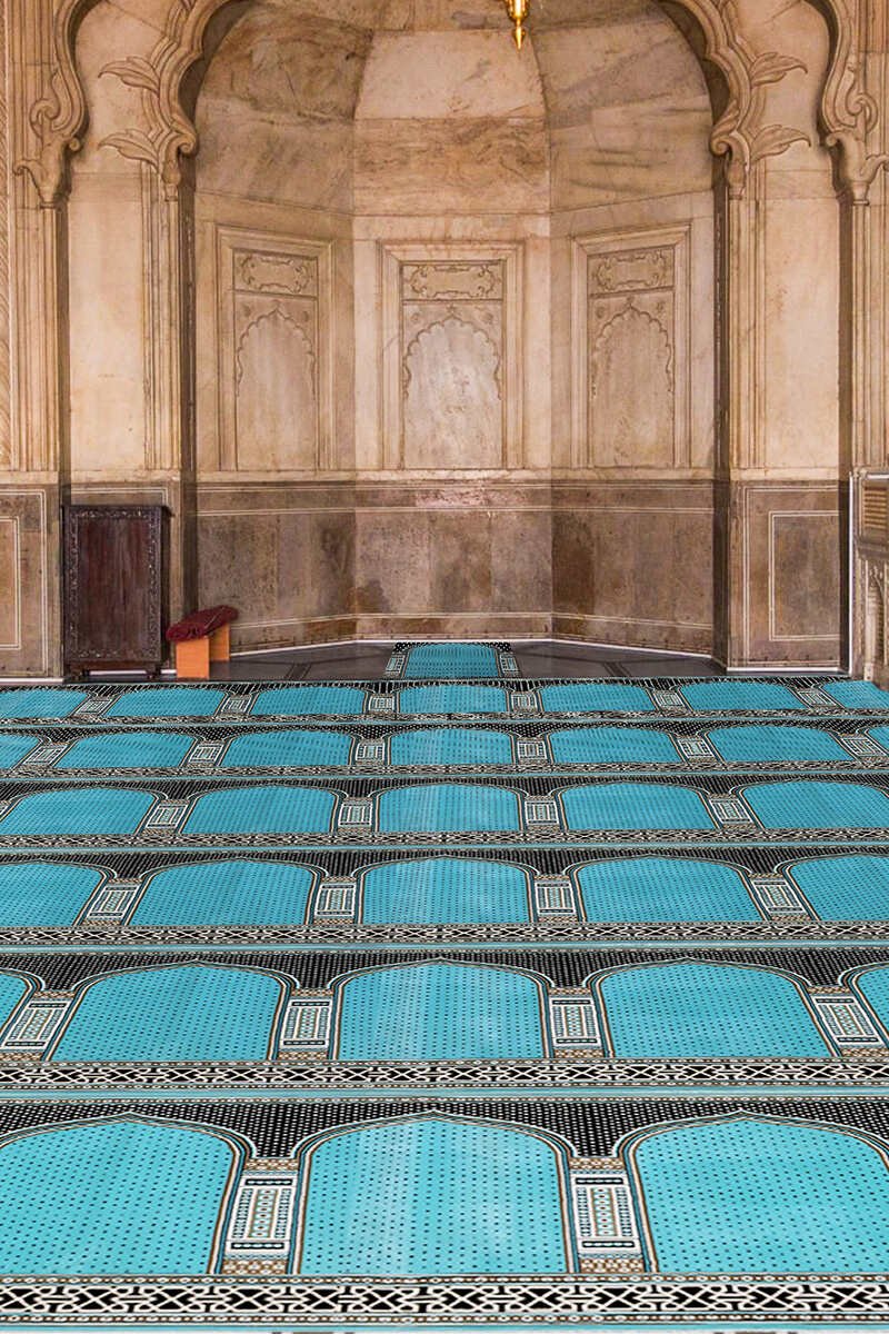 Firdaus Turquoise Blue Masjid Carpet2