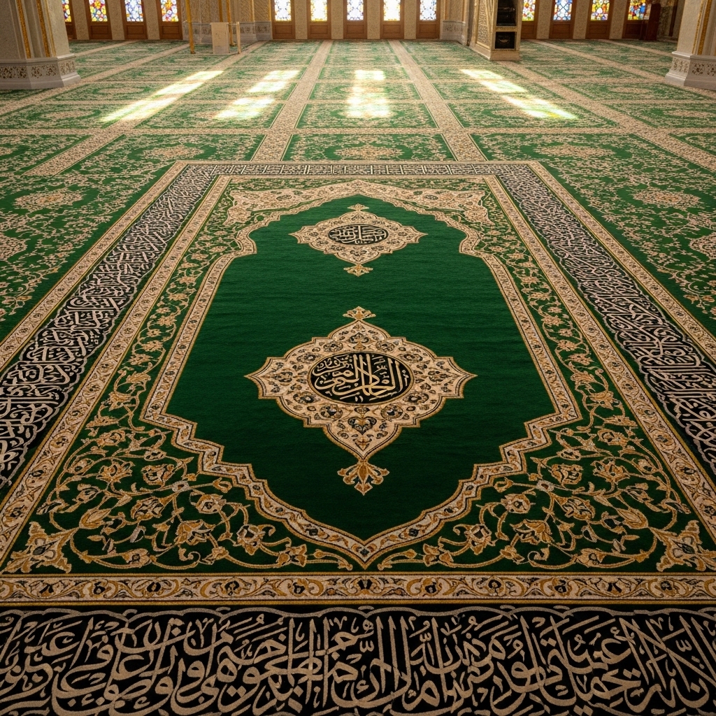 Firdous mosque carpet with elegant mihrab prayer design