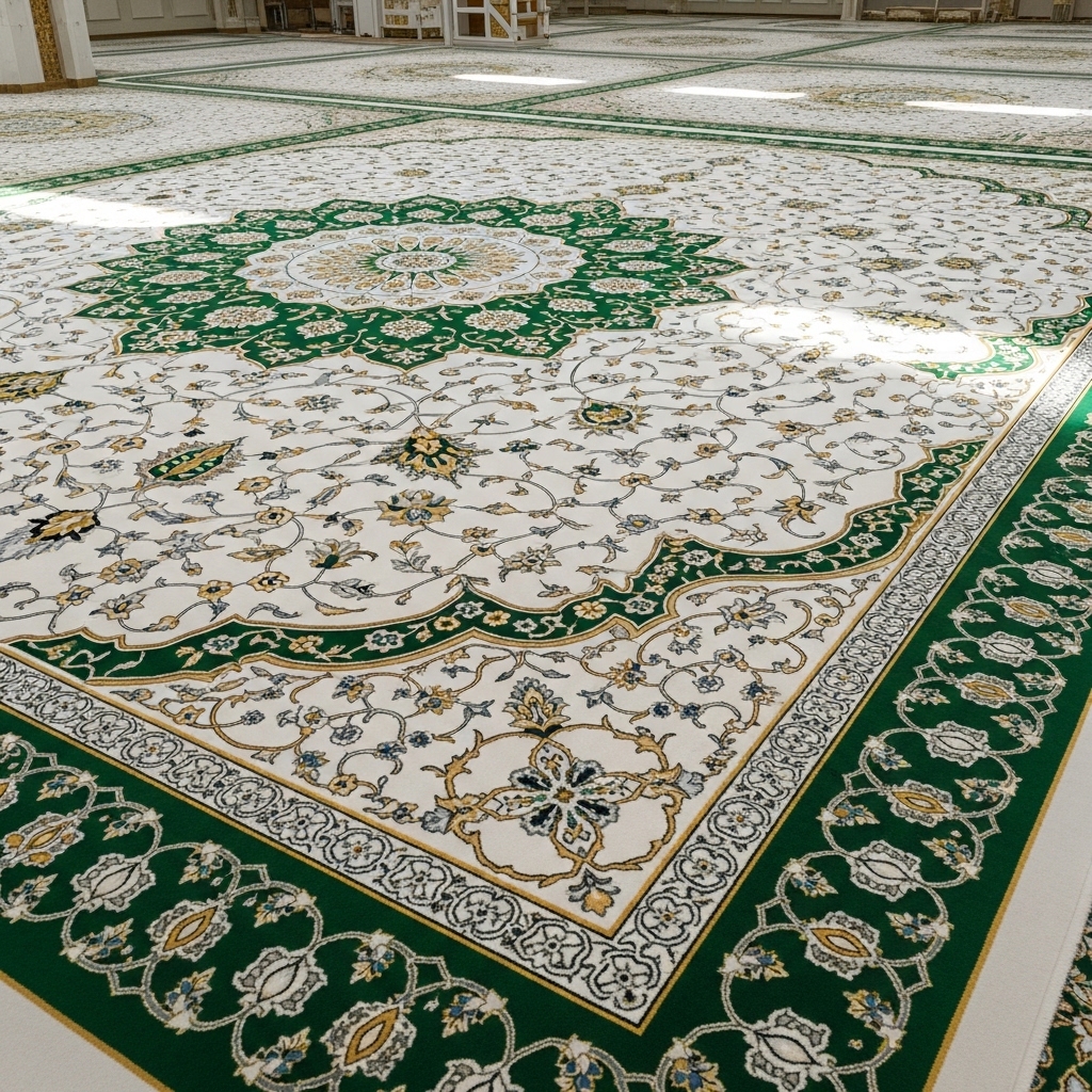 White green mosque carpet for mosque prayer hall