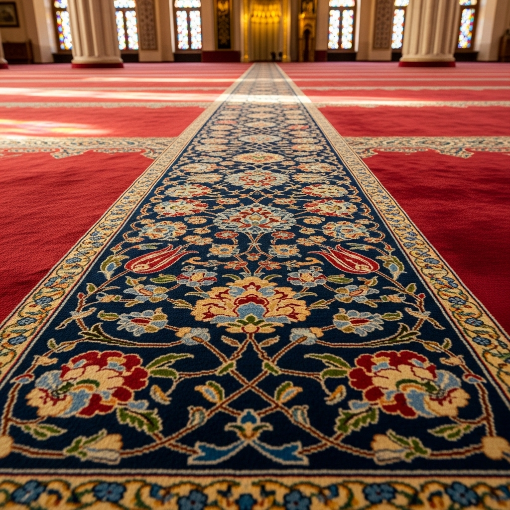 Floral Motif Bordered Mosque Carpet