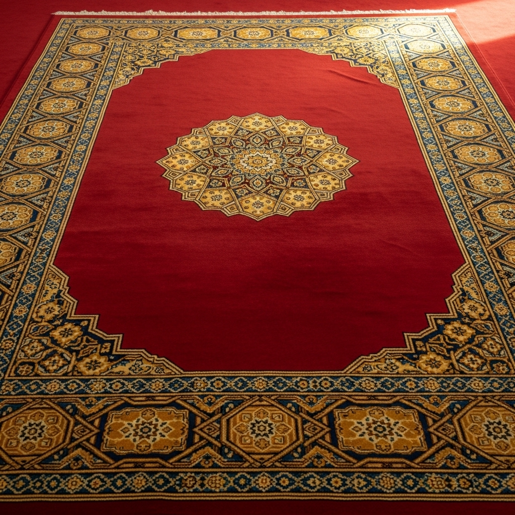 Geometric Pattern Bordered Mosque Carpet