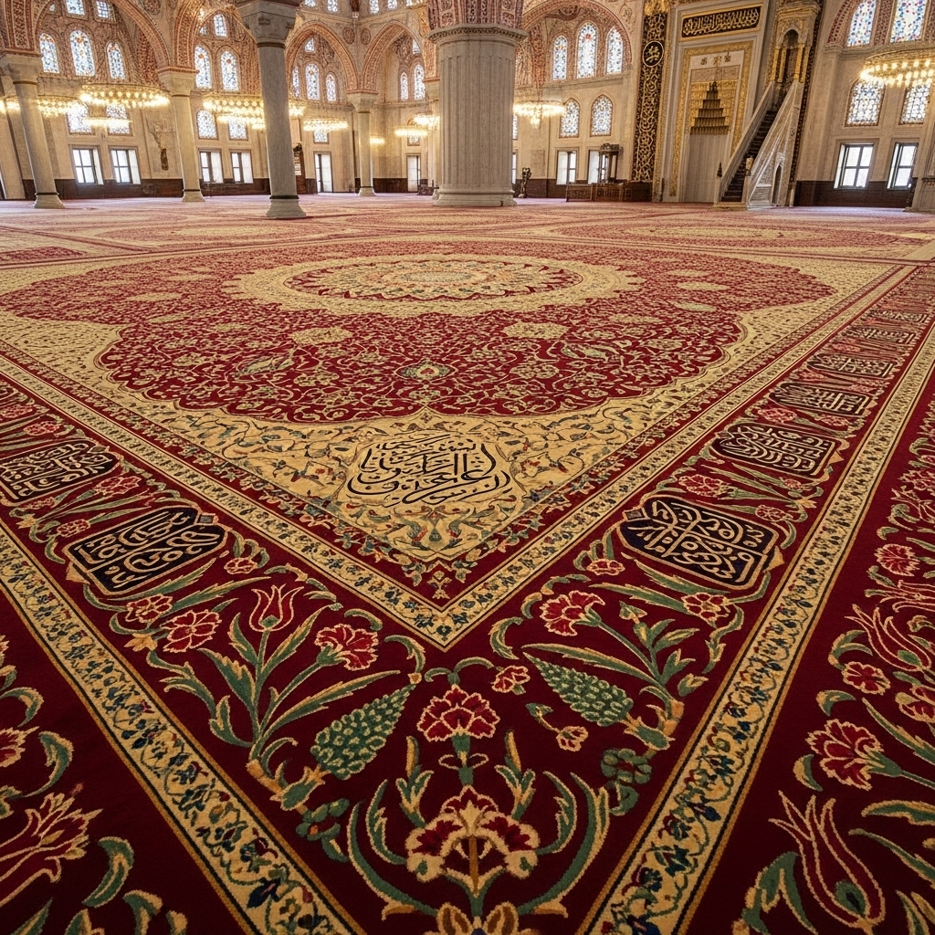 Ottoman Style Bordered Mosque Carpet