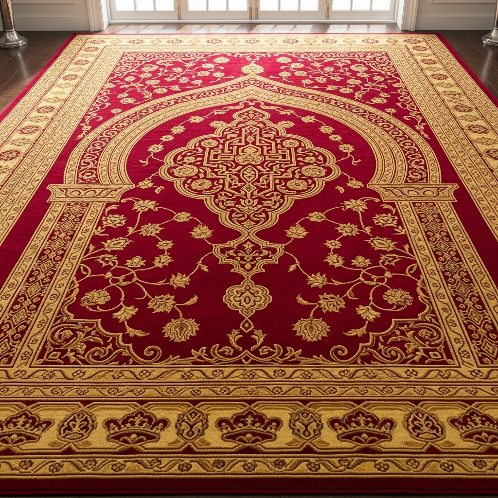 Royal Gold Patterned Mehrab Carpet