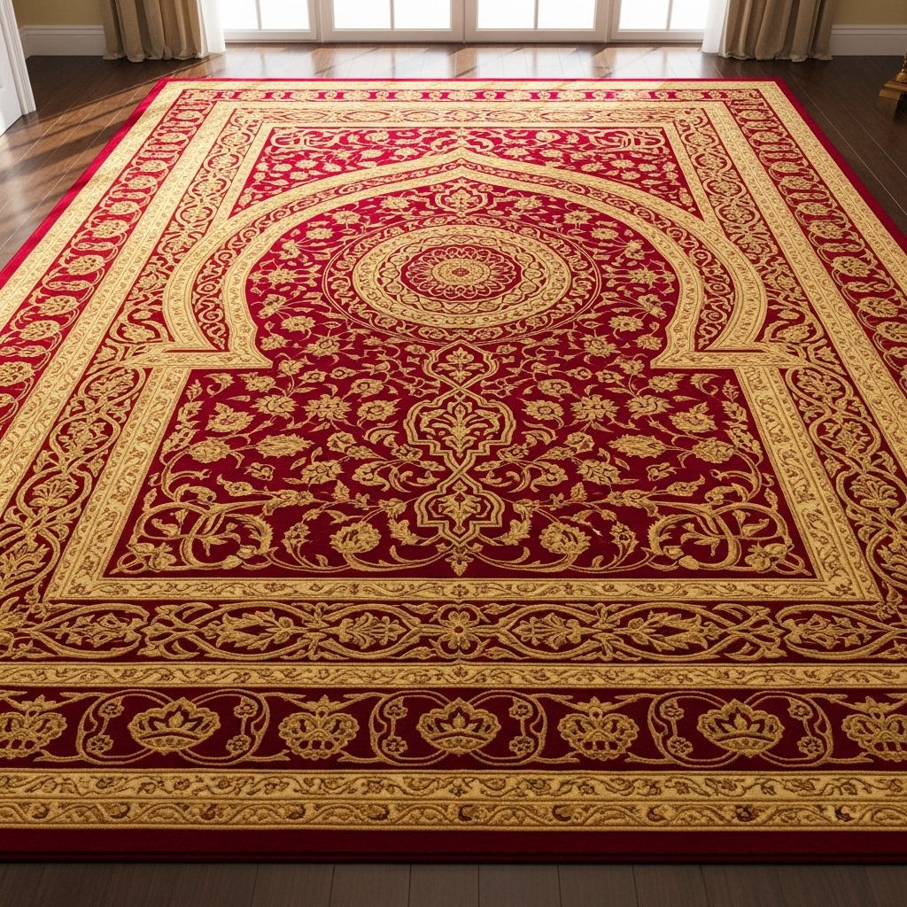 Royal Gold Patterned Mehrab Carpet