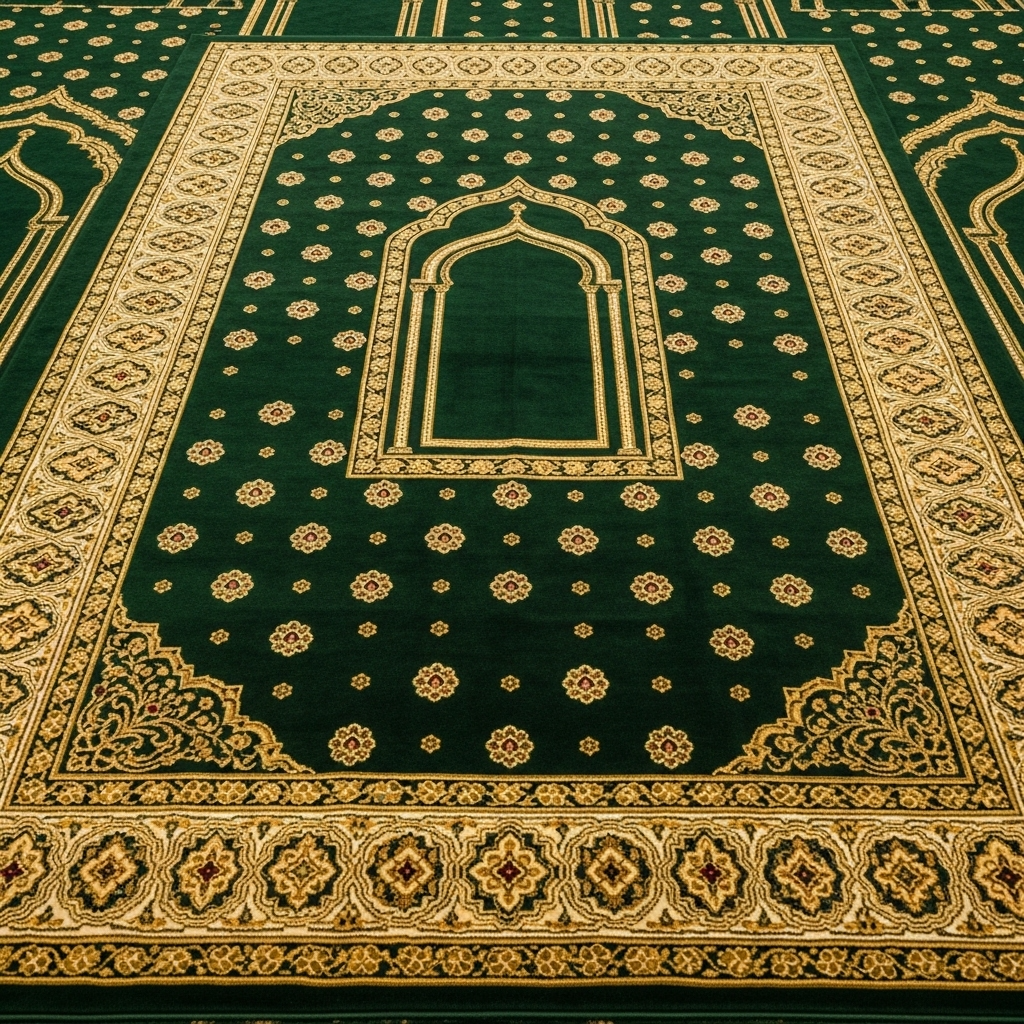 Traditional Islamic Borderd Mosque Carpet